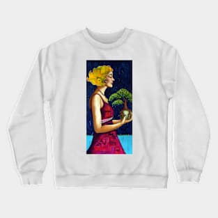 The Gift : portrait of a woman holding a tree Crewneck Sweatshirt